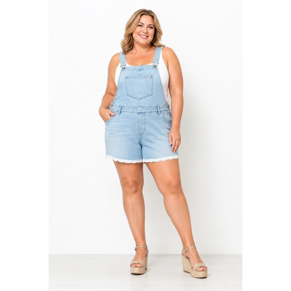 Peace Denim Shortall Overalls Light Wash, Size 16 Romper Bib